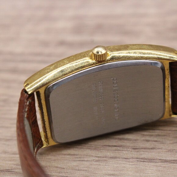 Vintage Paul Sebastian Watch Mens Gold Tone Stainless Steel Classic Leather Band - Picture 8 of 9